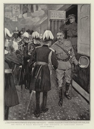 The Prince of Wales Welcoming Lord Kitchener at Paddington Station by William Hatherell