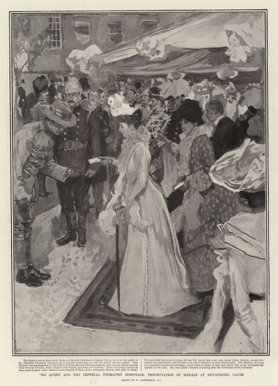 The Queen and the Imperial Yeomanry Hospitals, Presentation of Medals at Devonshire House by William Hatherell