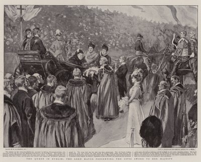 The Queen in Dublin, the Lord Mayor presenting the Civic Sword to Her Majesty by William Hatherell