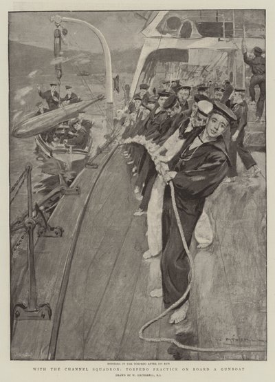 With the Channel Squadron, Torpedo Practice on Board a Gunboat by William Hatherell