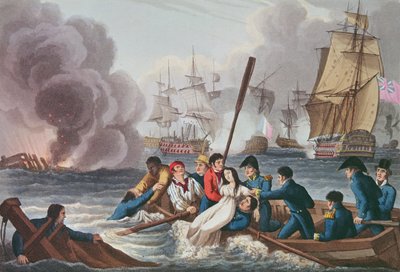Anecdote at the Battle of Trafalgar, engraved by Matthew Dubourg from 