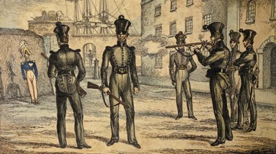 Marine riflemen at oscillating figure target practice by William Heath