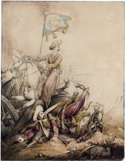Mamluk Standard-Bearer in Combat by William Heath