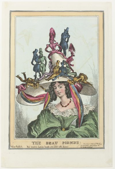 Woman with Large Hat on Which Male Figures Sit by William Heath