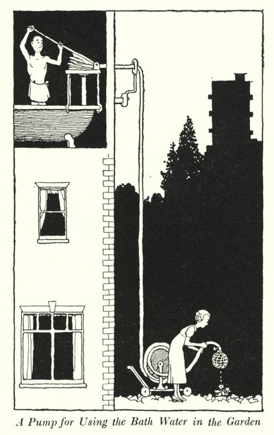 A Pump for Using the Bath Water in the Garden by William Heath Robinson