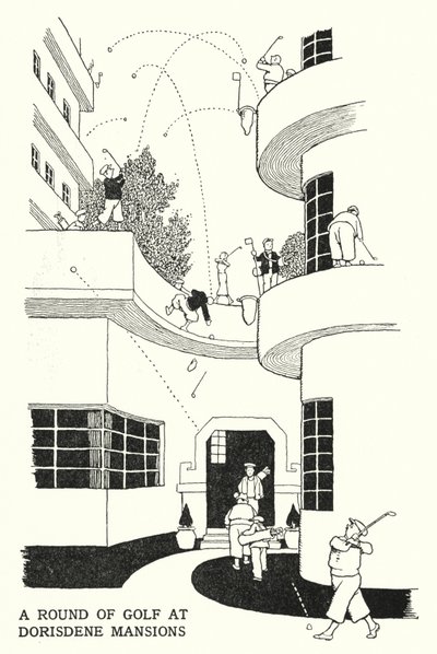 A Round of Golf at Dorisdene Mansions by William Heath Robinson