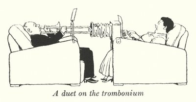 A duet on the trombonium by William Heath Robinson