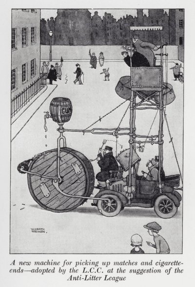 A New Machine for Picking Up Matches and Cigarette-Ends Adopted by the LCC at the Suggestion of the Anti-Litter League by William Heath Robinson