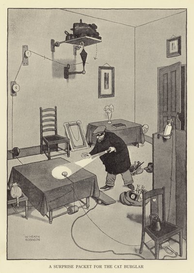 A surprise packet for the cat burglar by William Heath Robinson