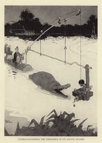 Cinematographing the Crocodile in Its Native Swamps by William Heath Robinson
