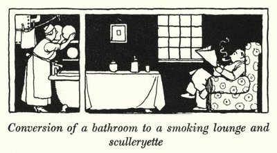 Conversion of a Bathroom to a Smoking Lounge and Sculleryette by William Heath Robinson