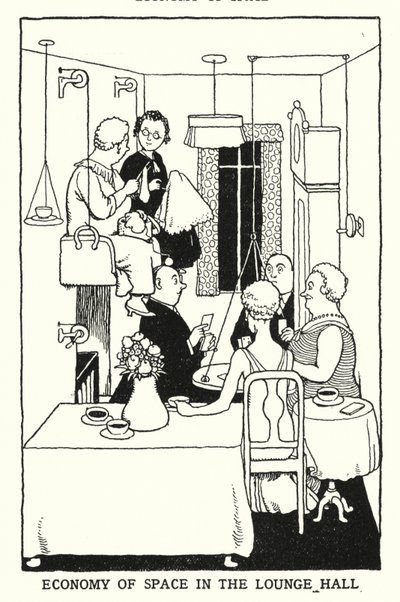 Economy of Space in the Lounge Hall by William Heath Robinson