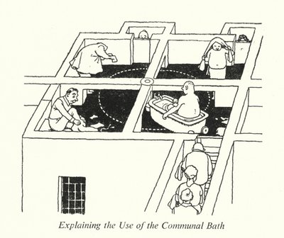 Explaining the Use of the Communal Bath by William Heath Robinson