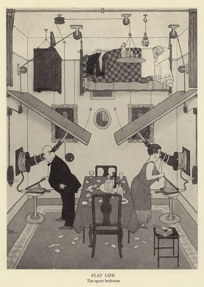 Flat Life, the Spare Bedroom by William Heath Robinson