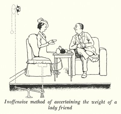 Inoffensive method of ascertaining the weight of a lady friend by William Heath Robinson