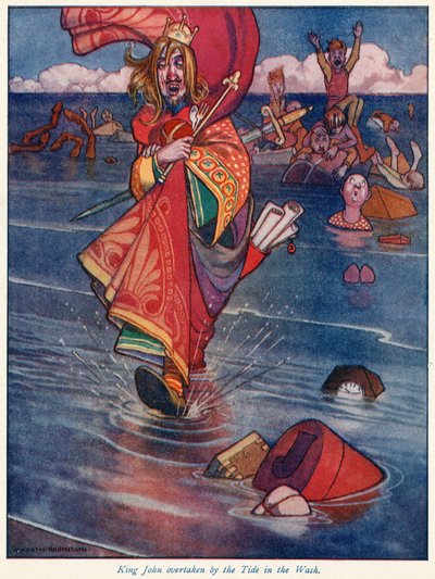 King John Overtaken by the Tide in the Wash by William Heath Robinson