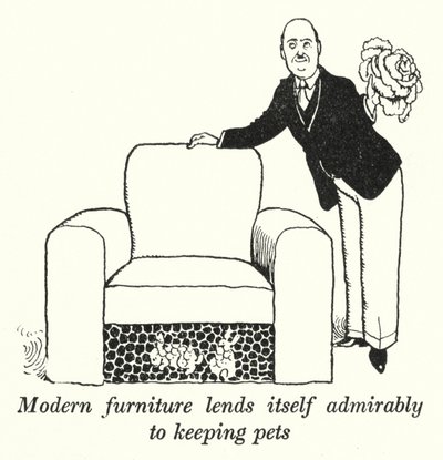 Modern furniture lends itself admirably to keeping pets by William Heath Robinson