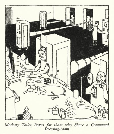 Modesty Toilet Boxes for those who Share a Communal Dressing-room by William Heath Robinson