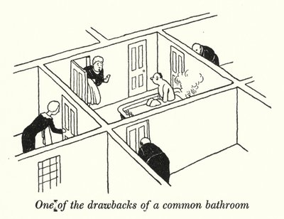 One of the Drawbacks of a Common Bathroom by William Heath Robinson