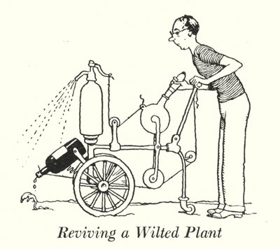 Reviving a Wilted Plant (lithograph) by William Heath Robinson