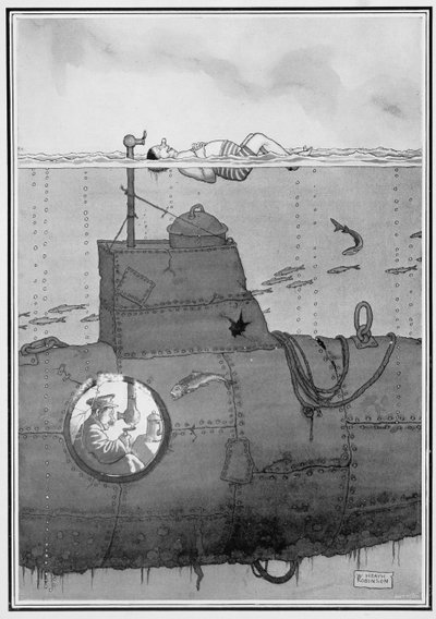 Submarine, from Some Frightful War Pictures by William Heath Robinson