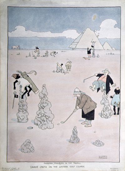 Summer Troubles in the Tropics - Snake Casts on the Sahara Golf Course by William Heath Robinson