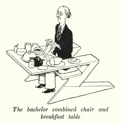 The Bachelor Combined Chair and Breakfast Table by William Heath Robinson