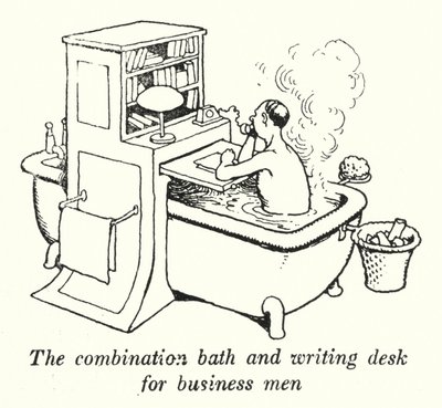 The Combination Bath and Writing Desk for Business Men by William Heath Robinson