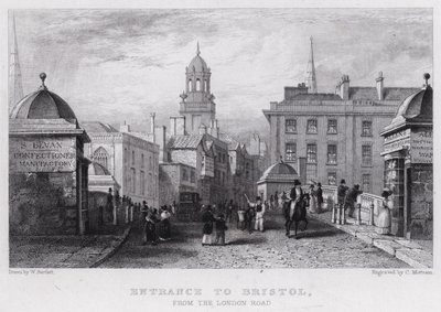 Entrance to Bristol, from the London Road by William Henry (after) Bartlett