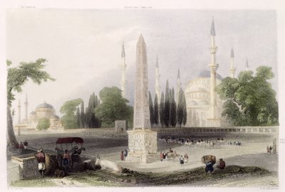 An Egyptian obelisk in the Atmeidan, or Hippodrome, Istanbul, engraved by G.K. Richardson, c.1850 by William Henry Bartlett