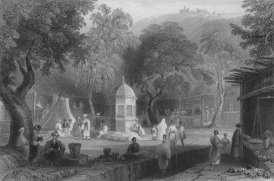 Market Scene and Fountain, Antioch by William Henry Bartlett