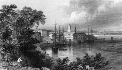 Mistley Quay, near Harwich, Essex, engraved by John Rogers by William Henry Bartlett