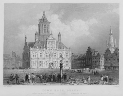 Town Hall, Delft by William Henry Bartlett