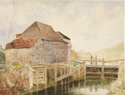 Old Mill and Lock Gates by William Henry Hunt