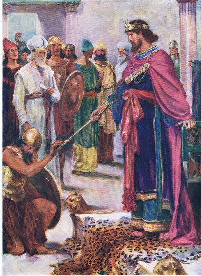 David king over Israel, from The Bible Picture Book published by Thomas Nelson, c.1950 by William Henry Margetson