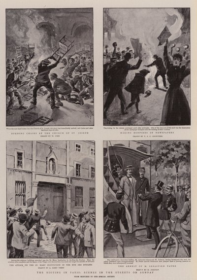 The Rioting in Paris, Scenes in the Streets on Sunday by William Henry Pike