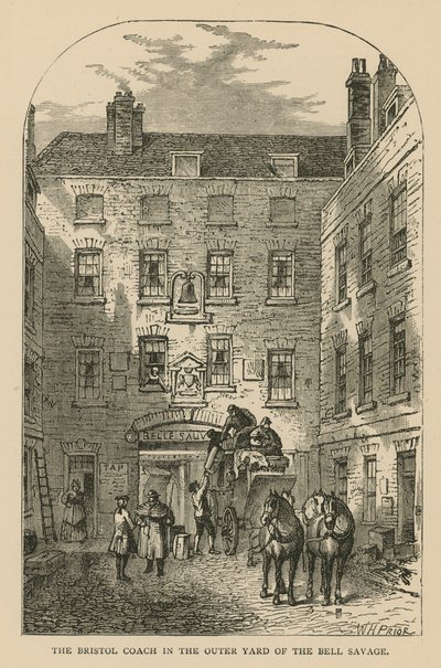 The Bristol Coach in the Outer Yard of The Bell Savage, London by William Henry Prior