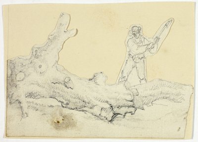 Woodsman Axing Fallen Tree by William Henry Pyne