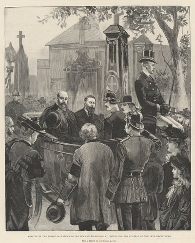 Arrival of the Prince of Wales and the Duke of Edinburgh at Coburg for the Funeral of the Late Grand Duke by William Heysham Overend