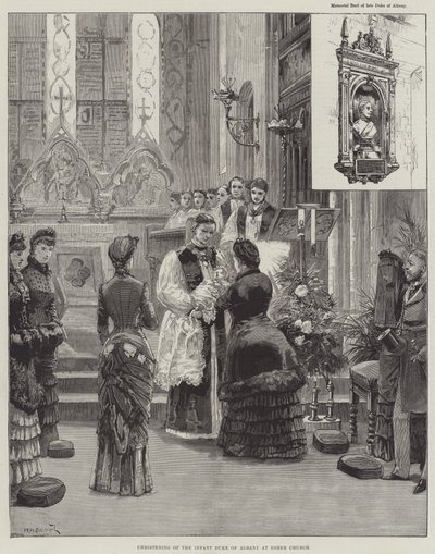 Christening of the Infant Duke of Albany at Esher Church by William Heysham Overend