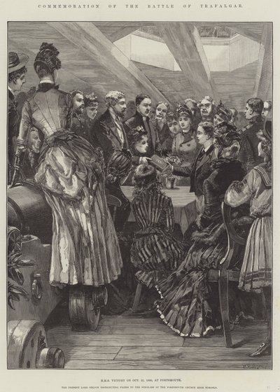 Commemoration of the Battle of Trafalgar, HMS Victory on 21 October 1886, at Portsmouth by William Heysham Overend