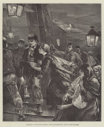 Explosion at Mossfield Colliery, North Staffordshire, Scene at the Pit Head by William Heysham Overend