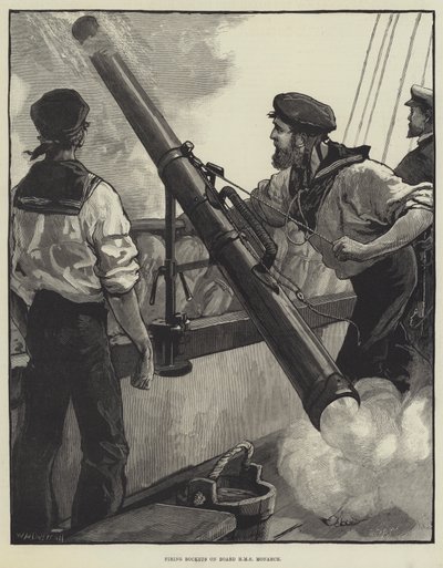 Firing Rockets on Board HMS Monarch by William Heysham Overend