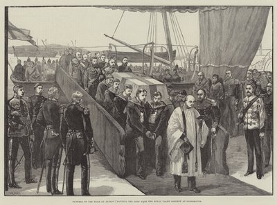 Funeral of the Duke of Albany, landing the Body from the Royal Yacht Osborne at Portsmouth by William Heysham Overend
