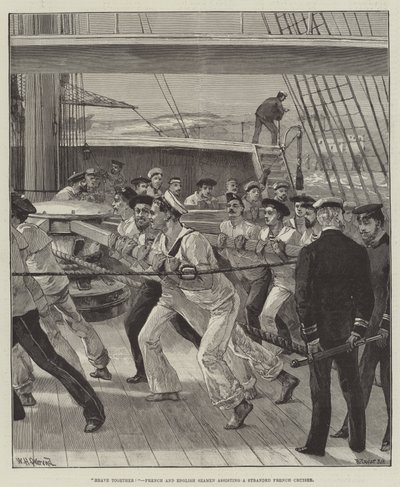 Heave Together! French and English Seamen Assisting a Stranded French Cruiser by William Heysham Overend