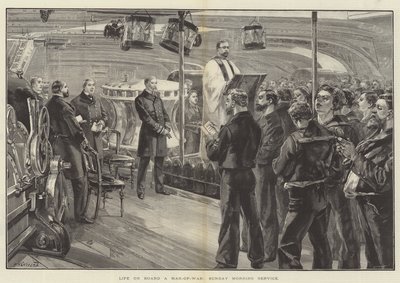 Life on Board a Man-of-War, Sunday Morning Service by William Heysham Overend
