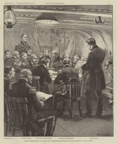 Naval Court-Martial on Board HMS Swiftsure, Devonport, on the Stranding of HMS Howe by William Heysham Overend