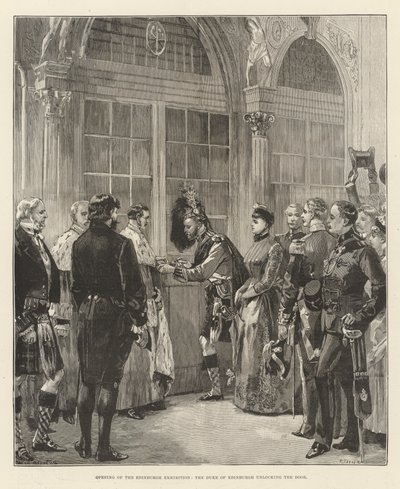 Opening of the Edinburgh Exhibition, the Duke of Edinburgh Unlocking the Door by William Heysham Overend