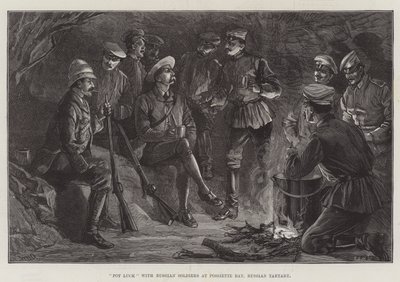 Pot Luck with Russian Soldiers at Possiette Bay, Russian Tartary by William Heysham Overend