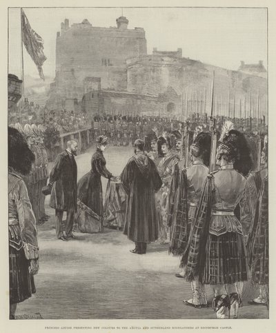 Princess Louise Presenting New Colours to the Argyll and Sutherland Highlanders at Edinburgh Castle by William Heysham Overend